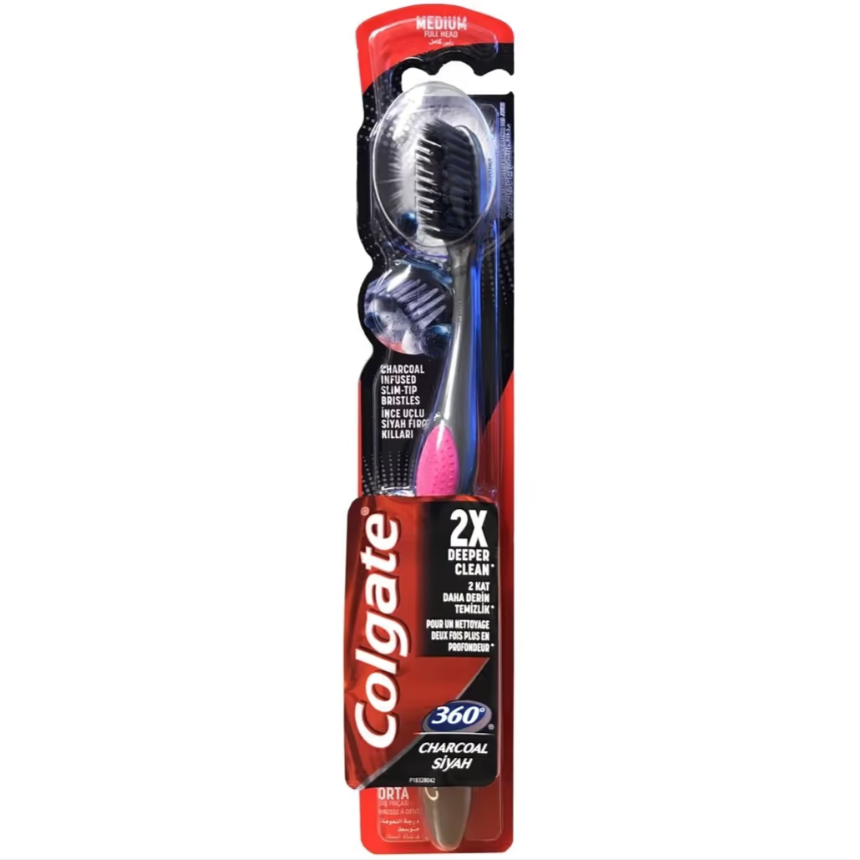 مسواک مدیوم ذغالی کلگیت 360 درجه Colgate 360 Charcoal