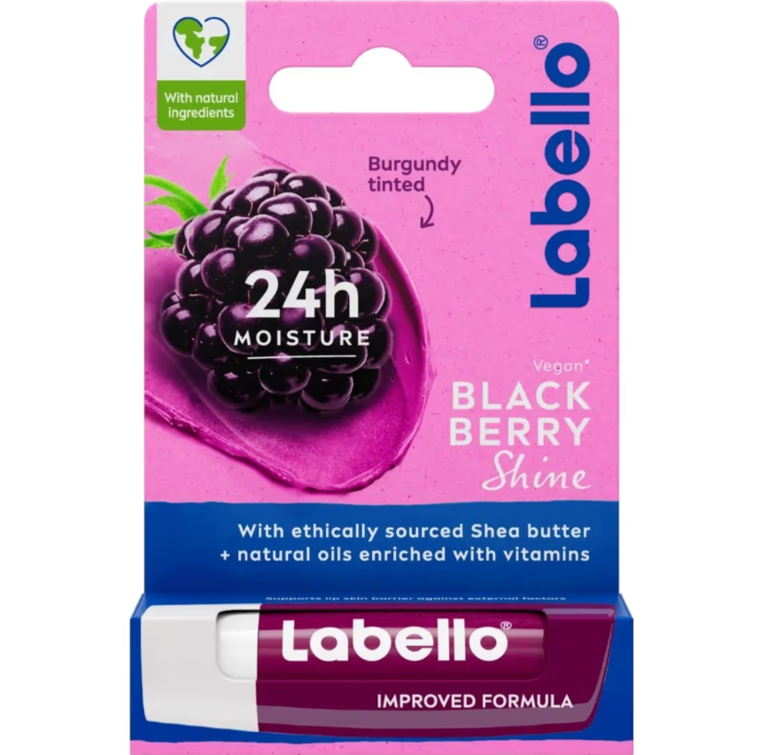بالم مرطوب کننده لب لابلو طعم شاه توت Labello Blackberry Shine حجم 5.5 میلی لیتر